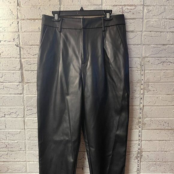 INC Faux Leather Scalloped Hem Pants - Chic & Edgy - Size 14 - Picture 1 of 11